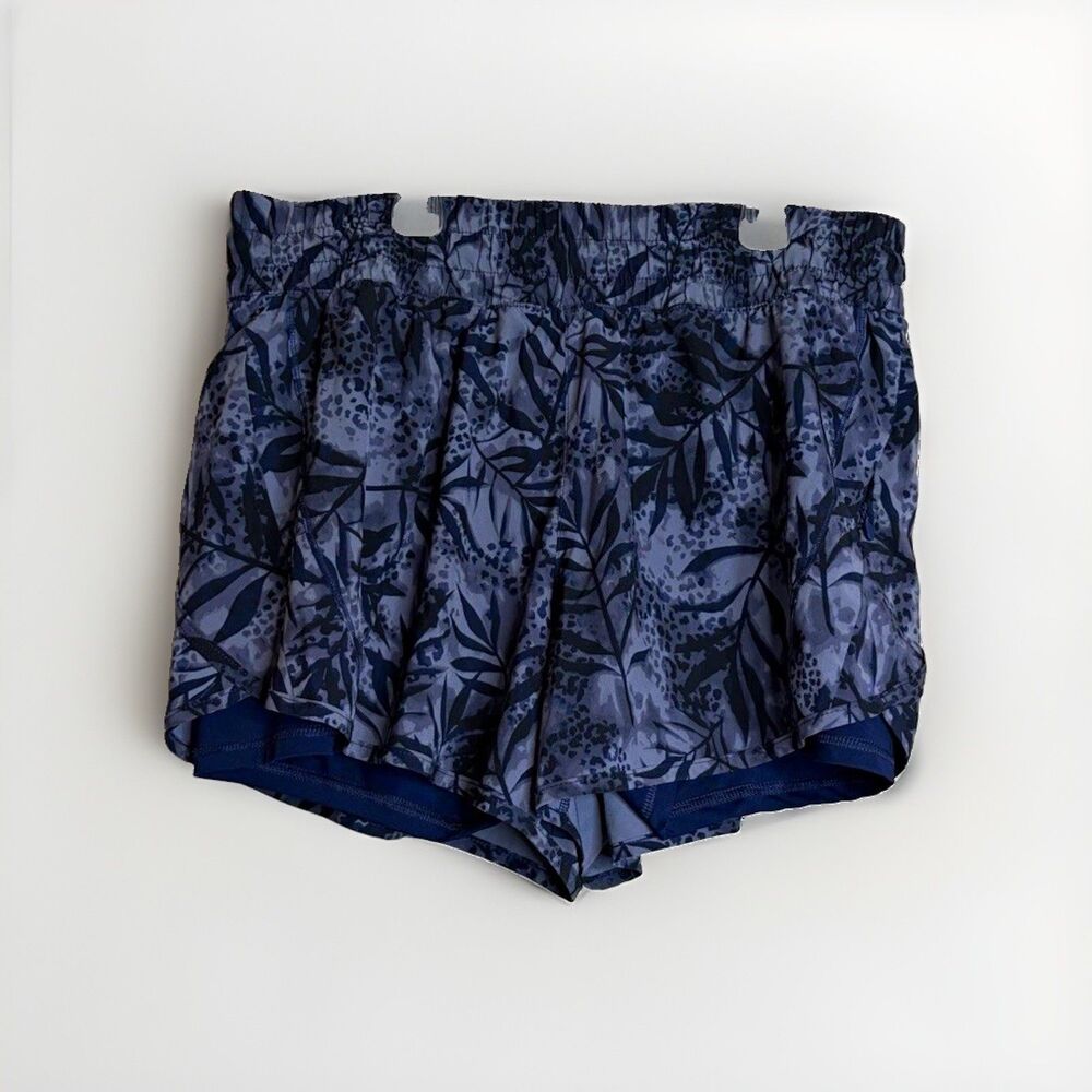 Avia Women's XL Blue/Black Floral Athletic Shorts Stretch Elastic Waist